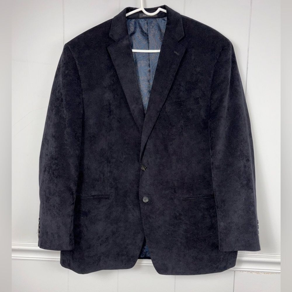 Chaps Black Corduroy Sport Coat Shoulder Pads Size 46R Business Work Formal